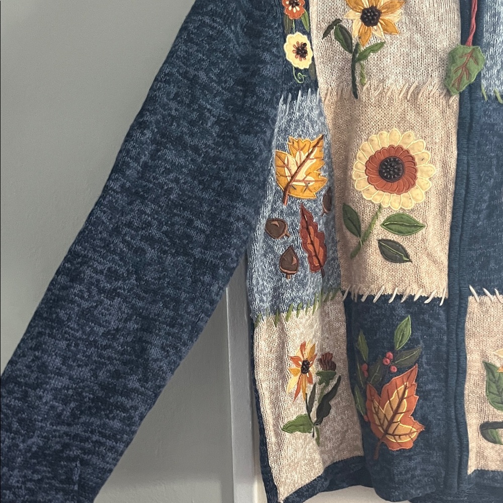 Vintage Women’s Autumn Floral Patchwork Sweater - Multicolor - Picture 4 of 11